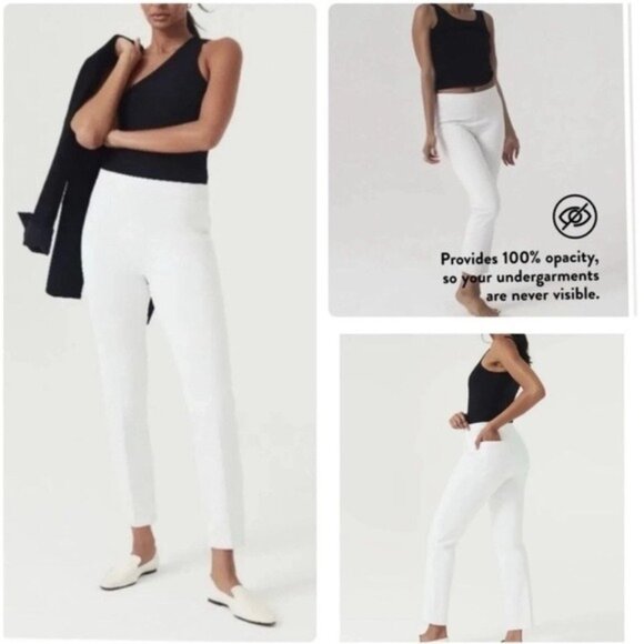 Spanx White High-Rise Slim Ankle Pants M‎ - Picture 1 of 7